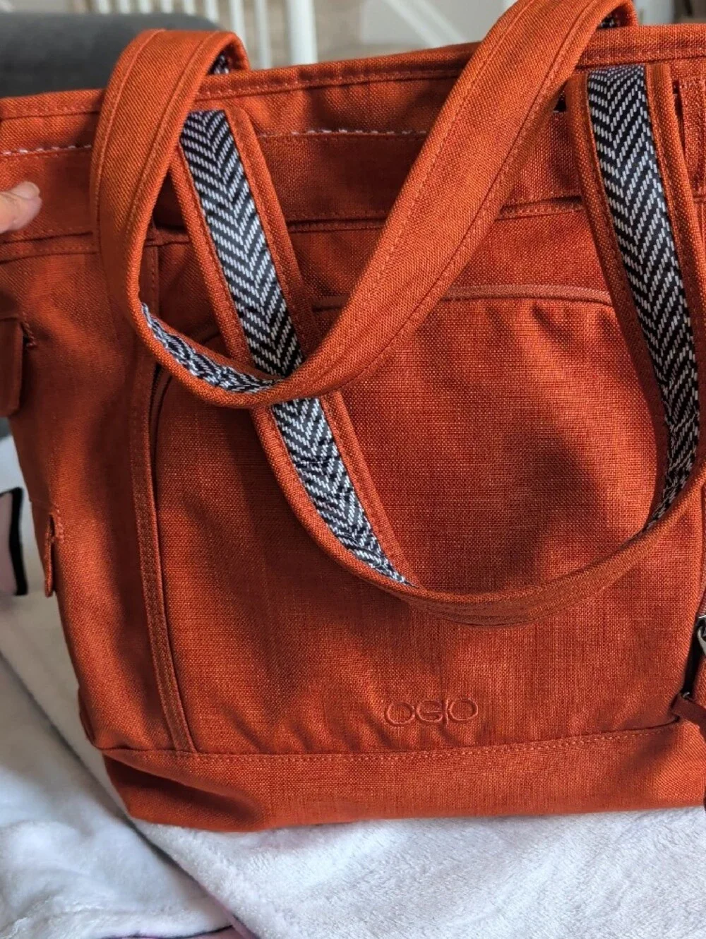 OGIO Rust Orange Canvas Tote with Button Accents